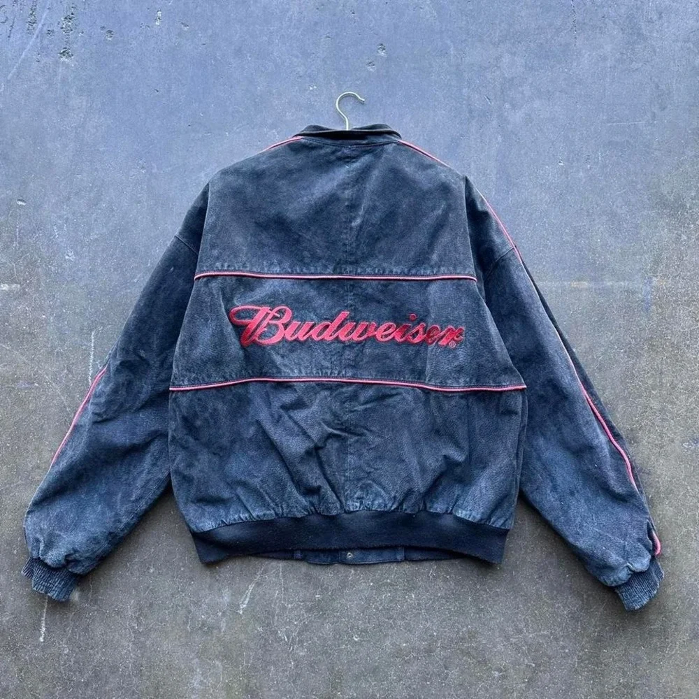 Vintage Dale Earnhardt JR Budweiser NASCAR Jacket Suede Leather Sz XL - Picture 4 of 6